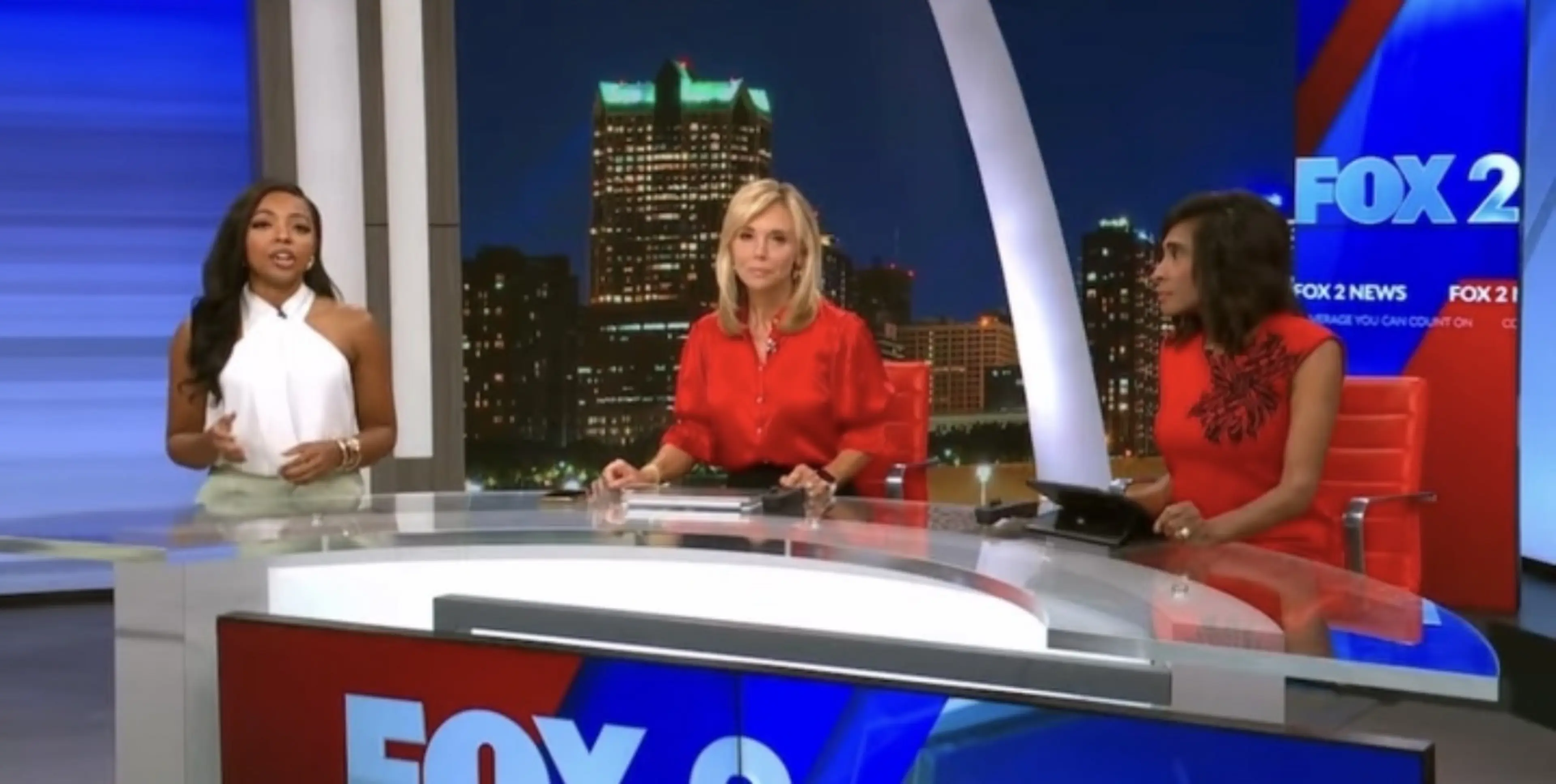 Taylor Symone’ Harris appearing with the FOX 2 News anchor team